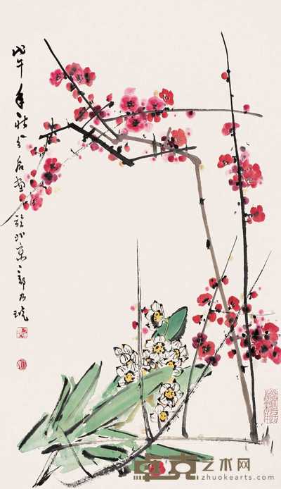 郑乃珖 双清图 镜心 69×40cm